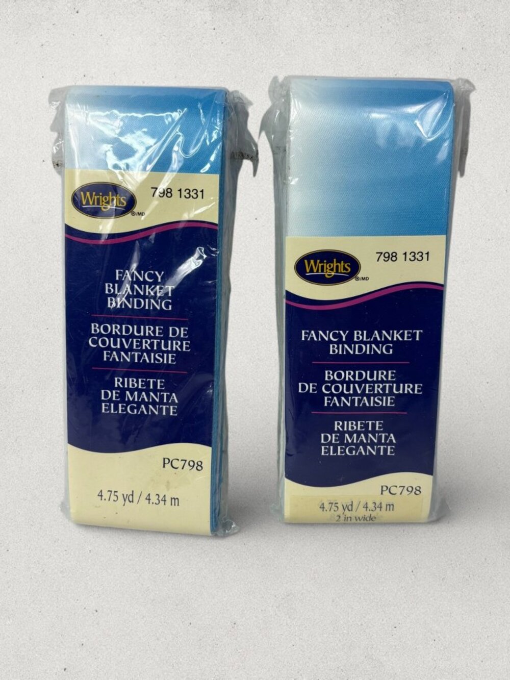 Wrights Blue Ombre Satin Blanket Binding 2" Wide 4.75 Yd Lot of 2